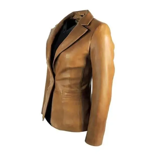 Chic Women's Tailored Tan Lambskin Leather Jacket