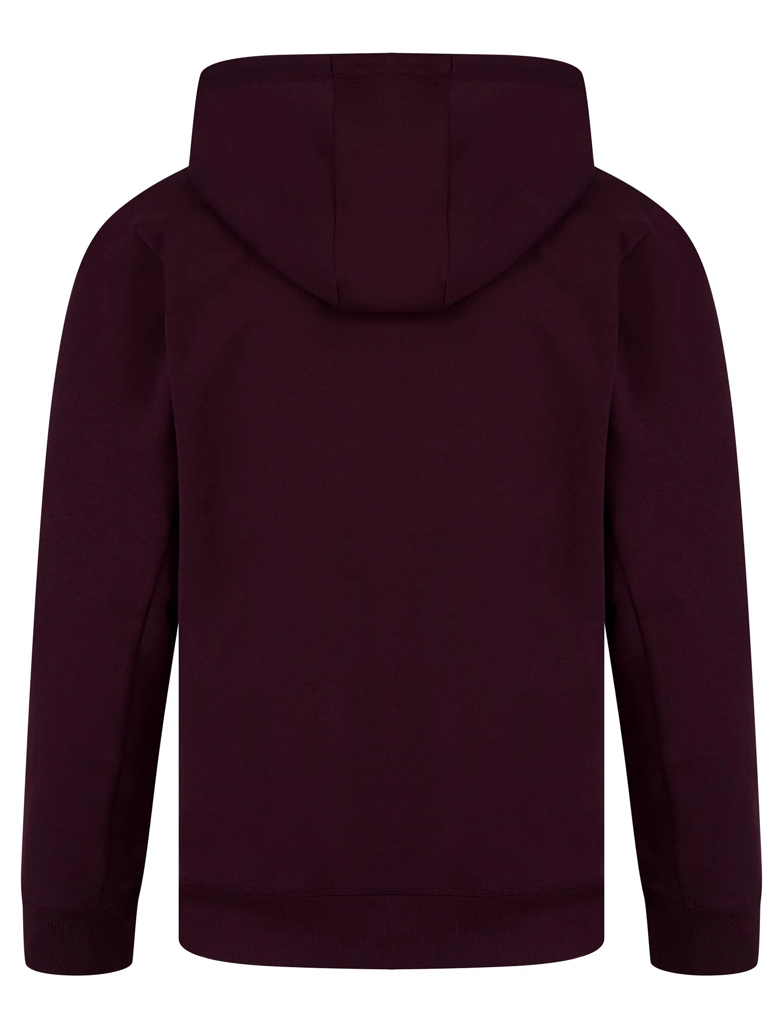 Clarence Graphic Motif Brushback Fleece Pullover Hoodie in Winetasting - Tokyo Laundry