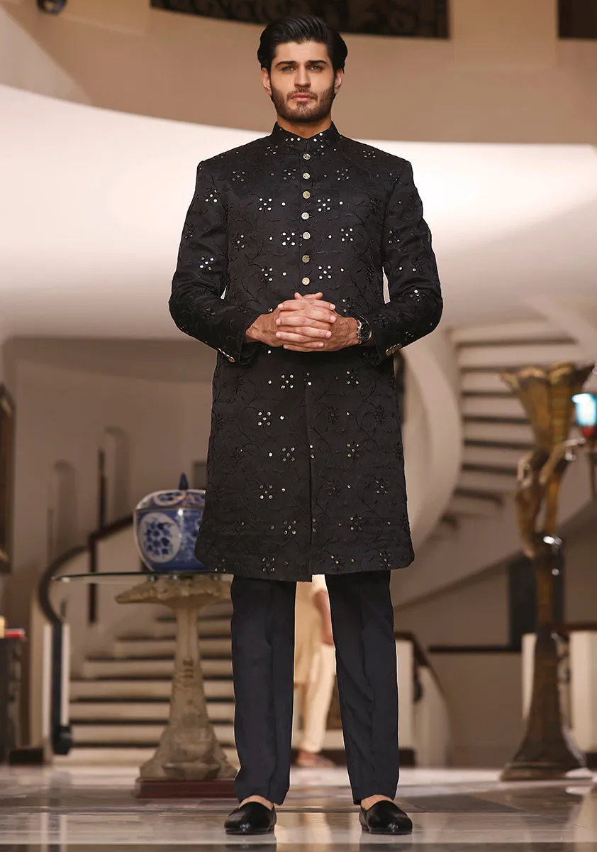 Classic Tap Shoe Cotton Net Traditional Embroidered Sherwani