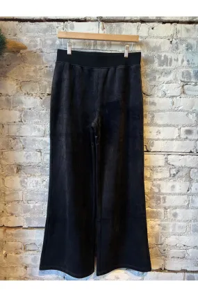 Cord Velour Wide Leg Pant - Black