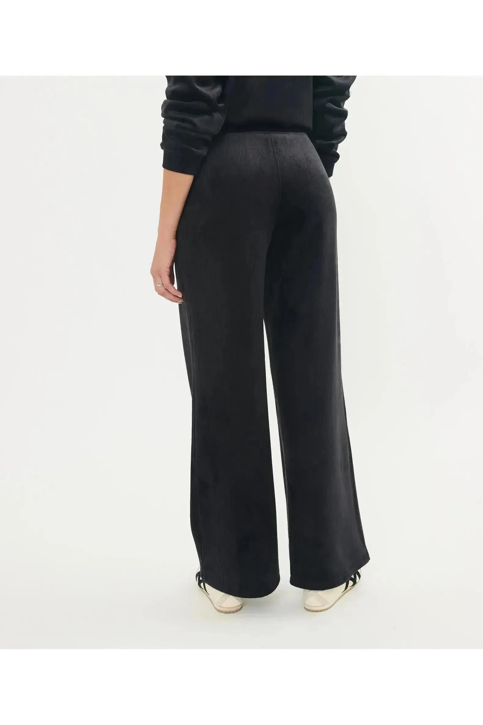 Cord Velour Wide Leg Pant - Black