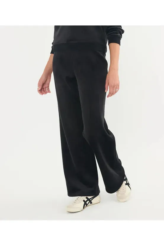 Cord Velour Wide Leg Pant - Black