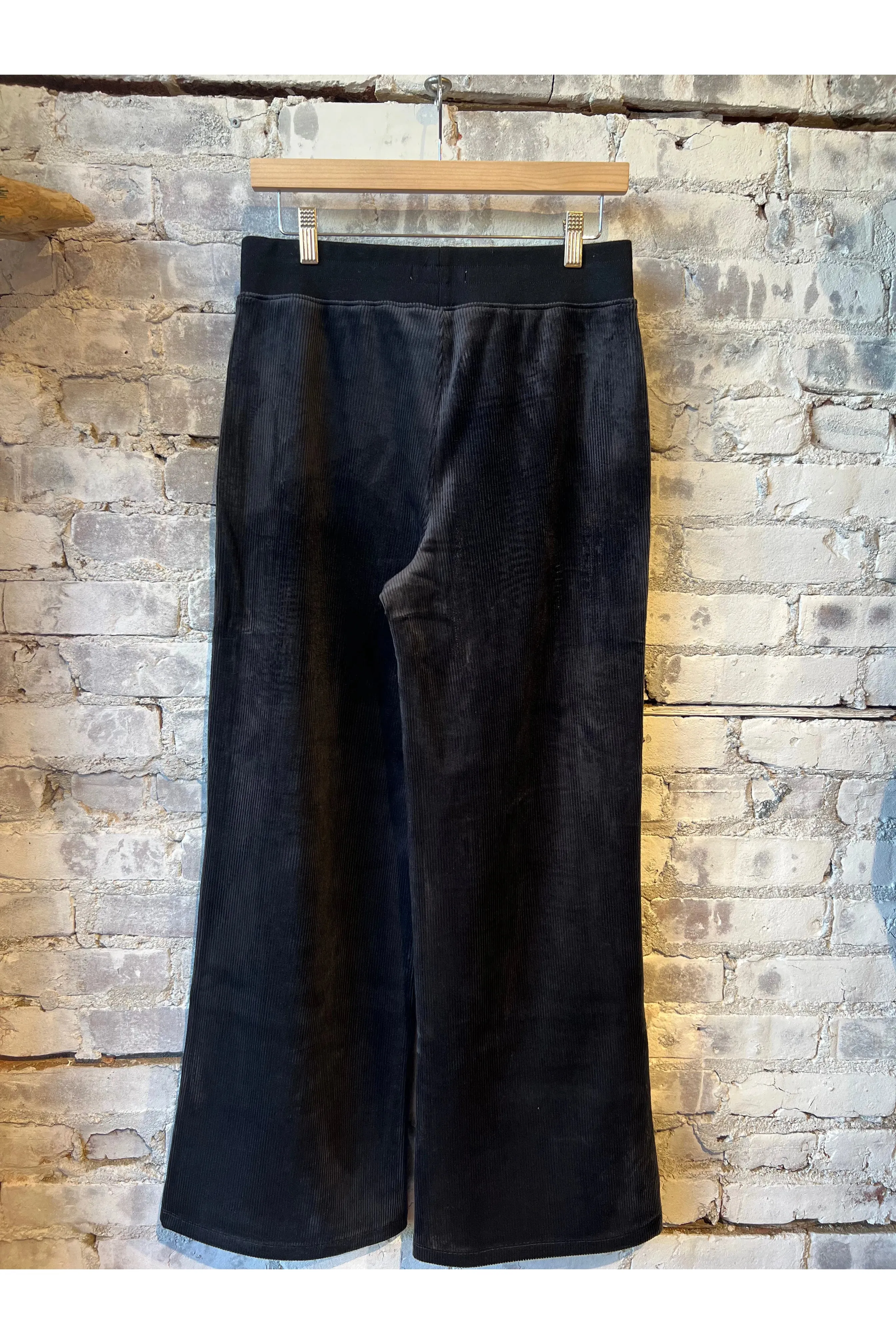 Cord Velour Wide Leg Pant - Black