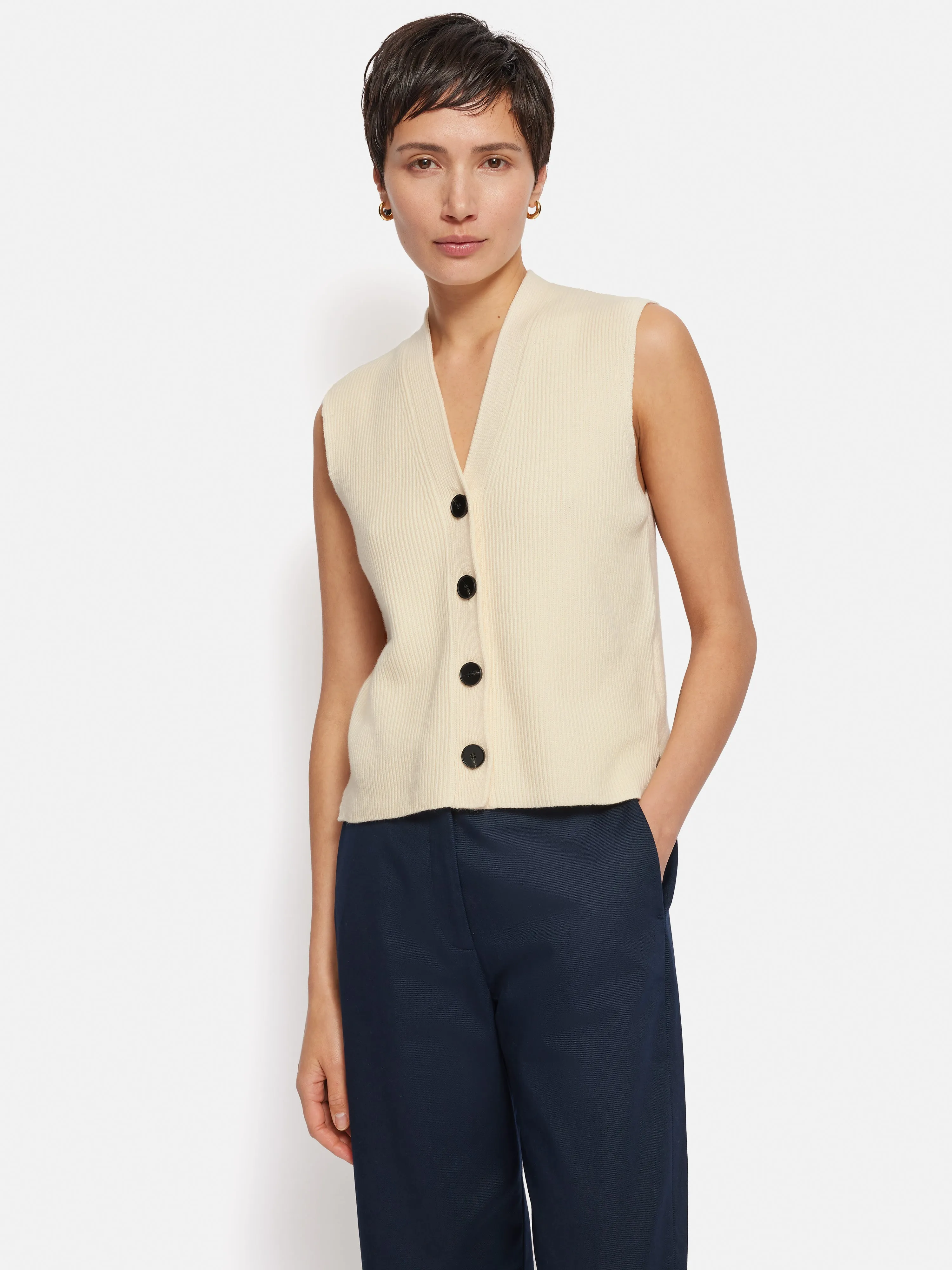 Cotton Blend Waistcoat | Ivory