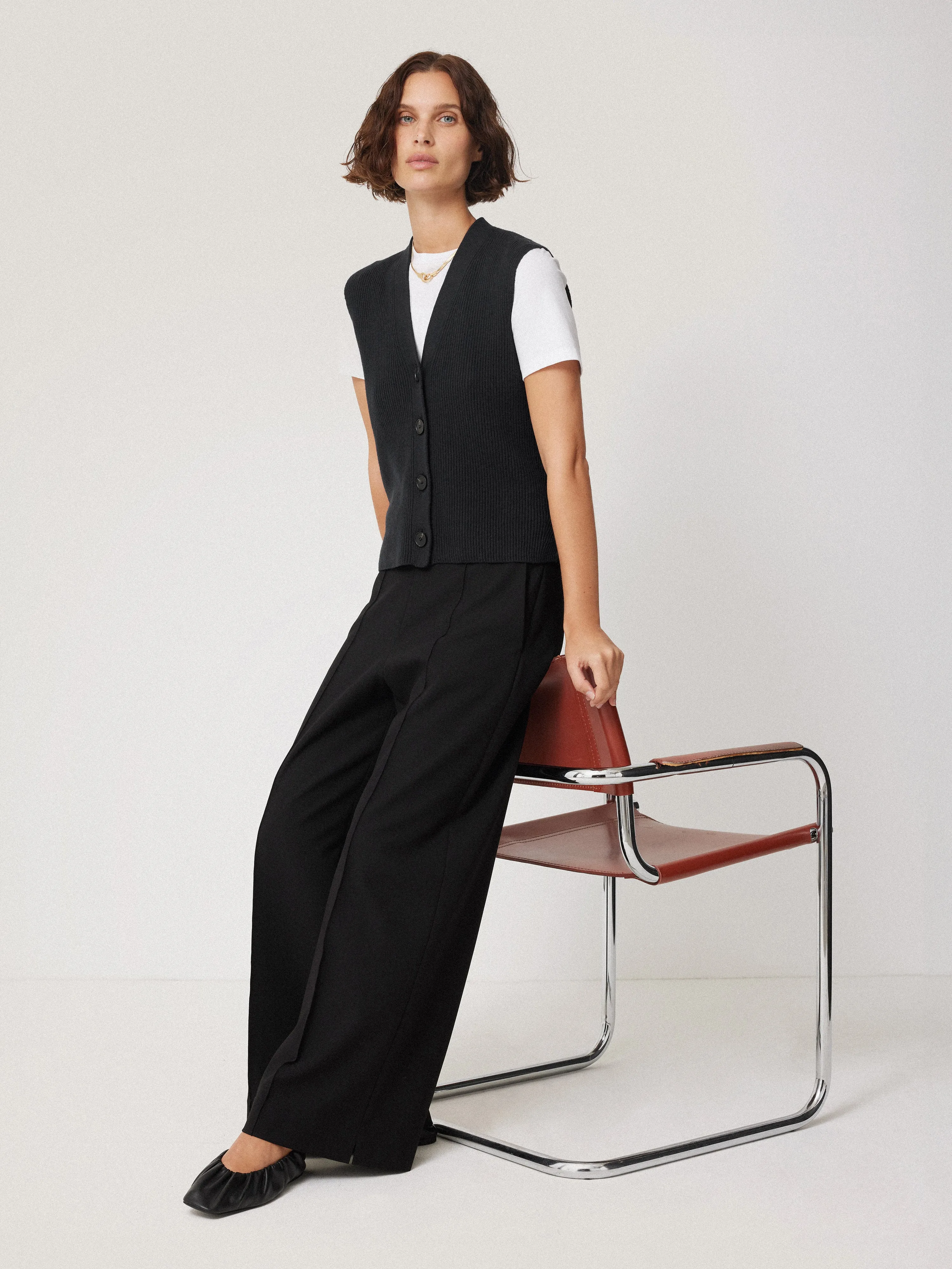 Cotton Blend Waistcoat | Washed Black