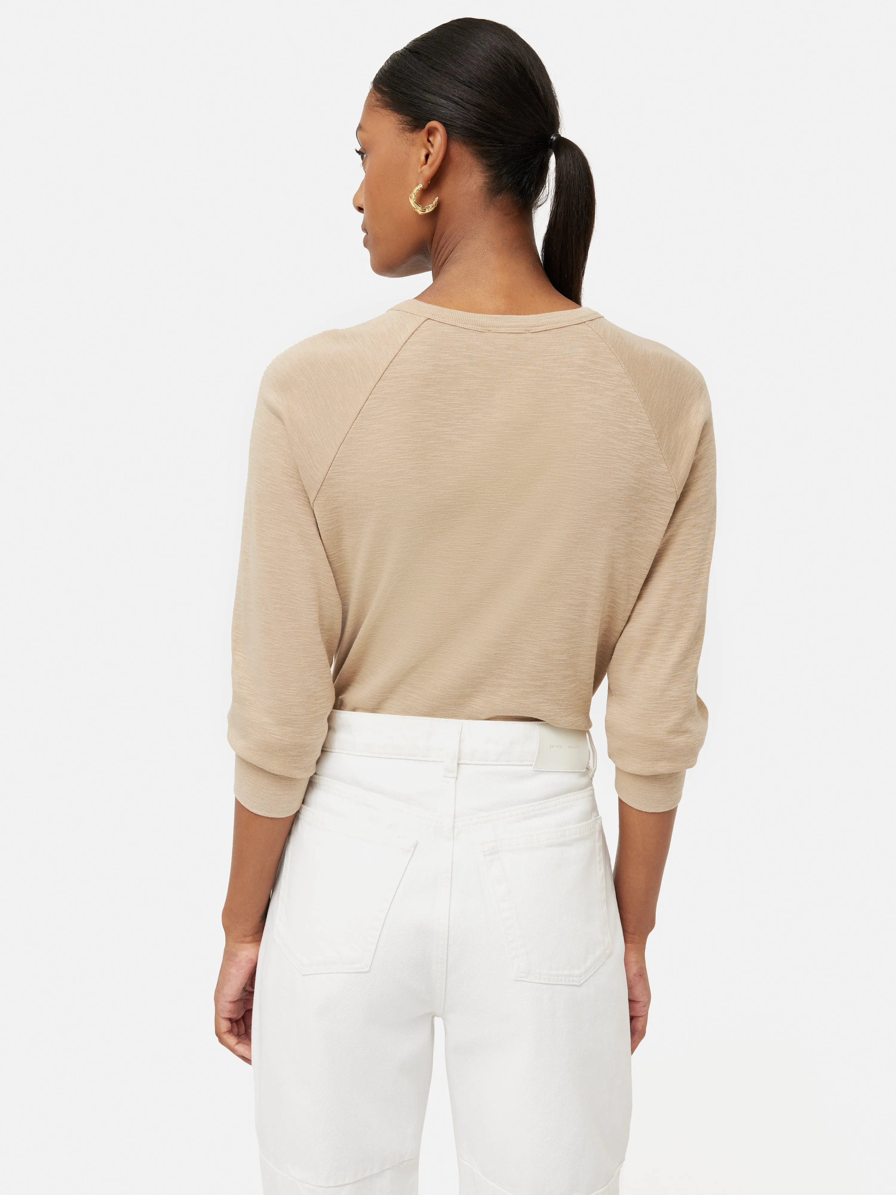 Cotton Luxe Raglan Tee | Beige