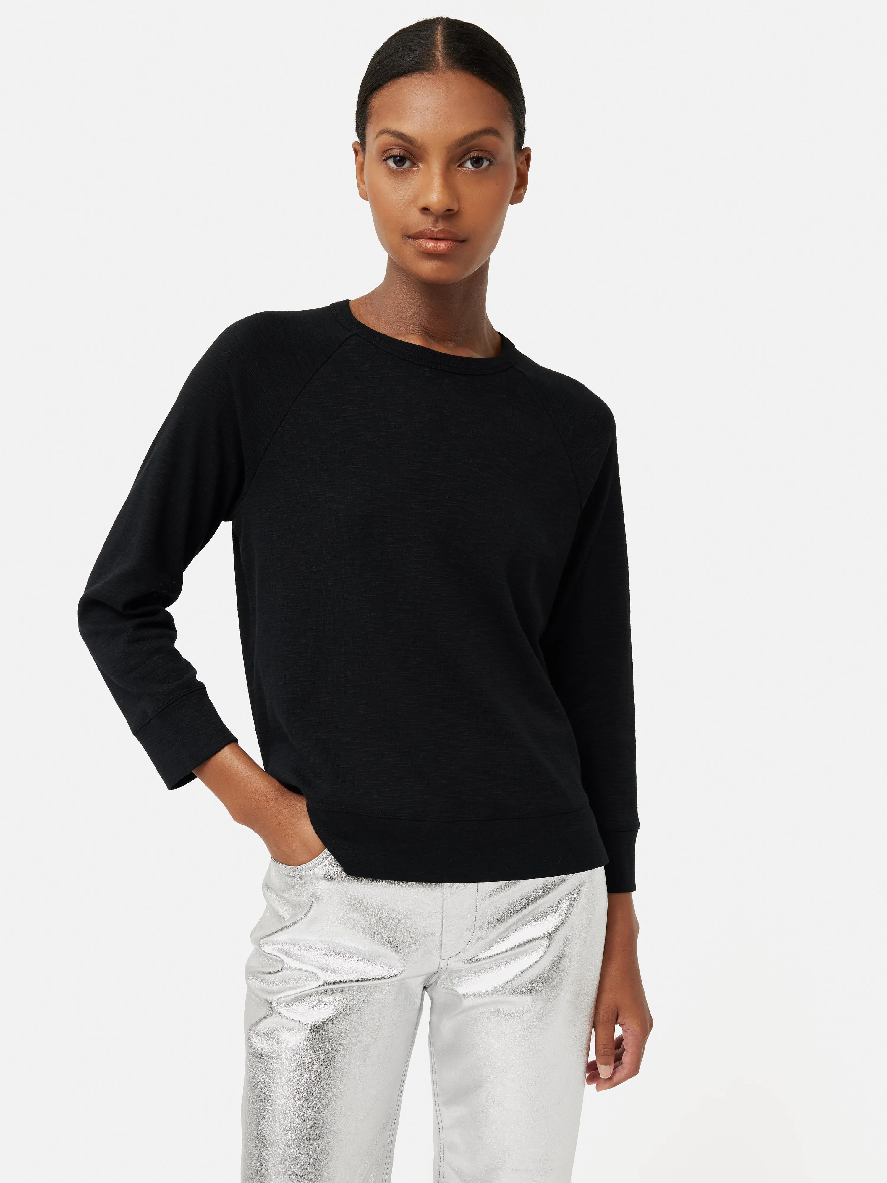 Cotton Luxe Raglan Tee | Black