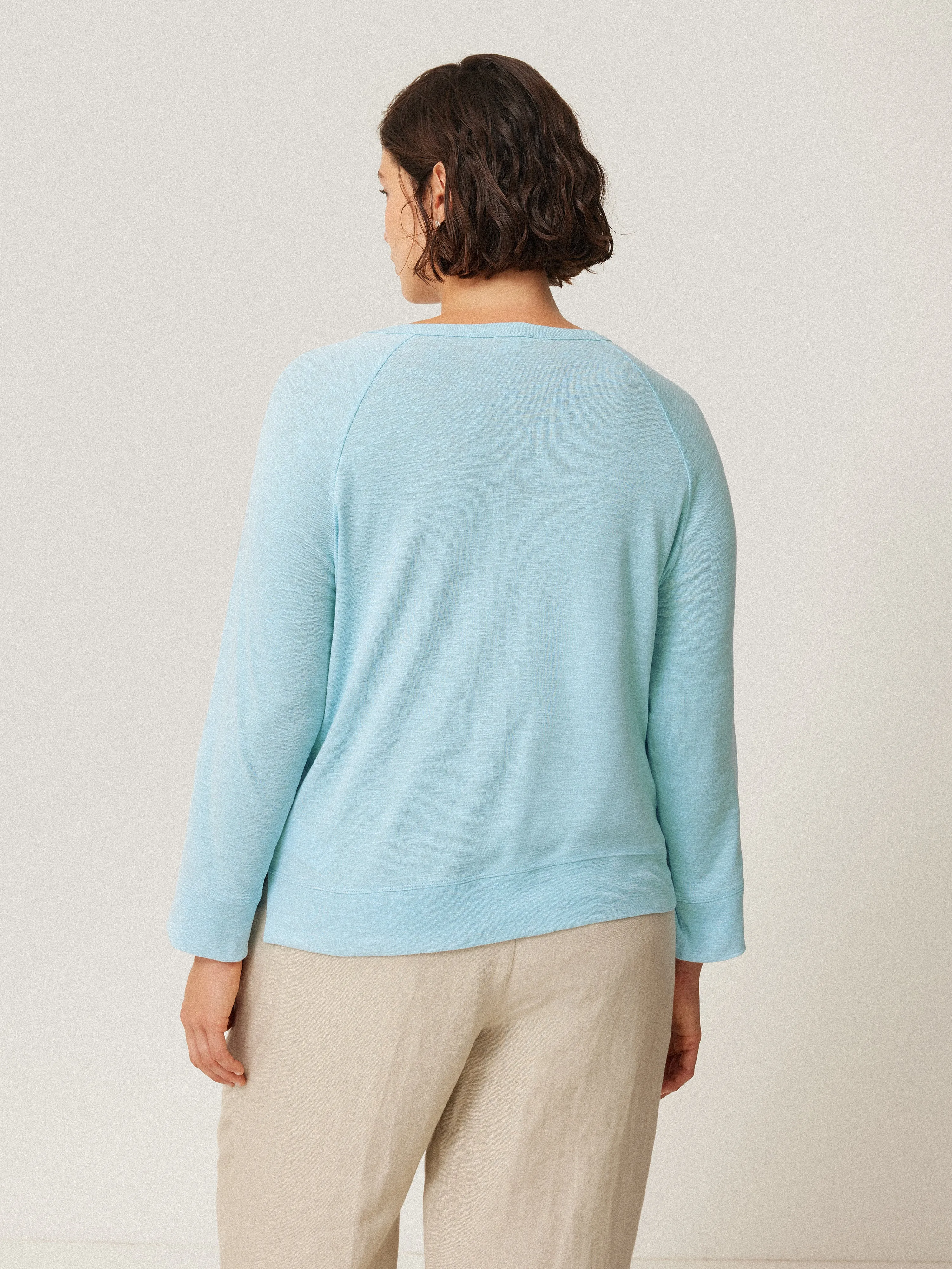 Cotton Luxe Raglan Tee | Cool Blue