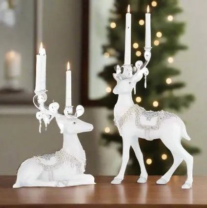 Crystal Christmas Sitting Deer Candle Holder 28-428300