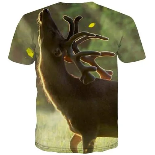 Deer T shirts Men Animal Tshirt Printed Christmas Tshirts Novelty Funny T-shirts Graphic Street Tshirts Casual Short Sleeve