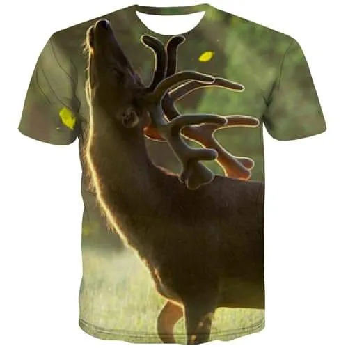 Deer T shirts Men Animal Tshirt Printed Christmas Tshirts Novelty Funny T-shirts Graphic Street Tshirts Casual Short Sleeve