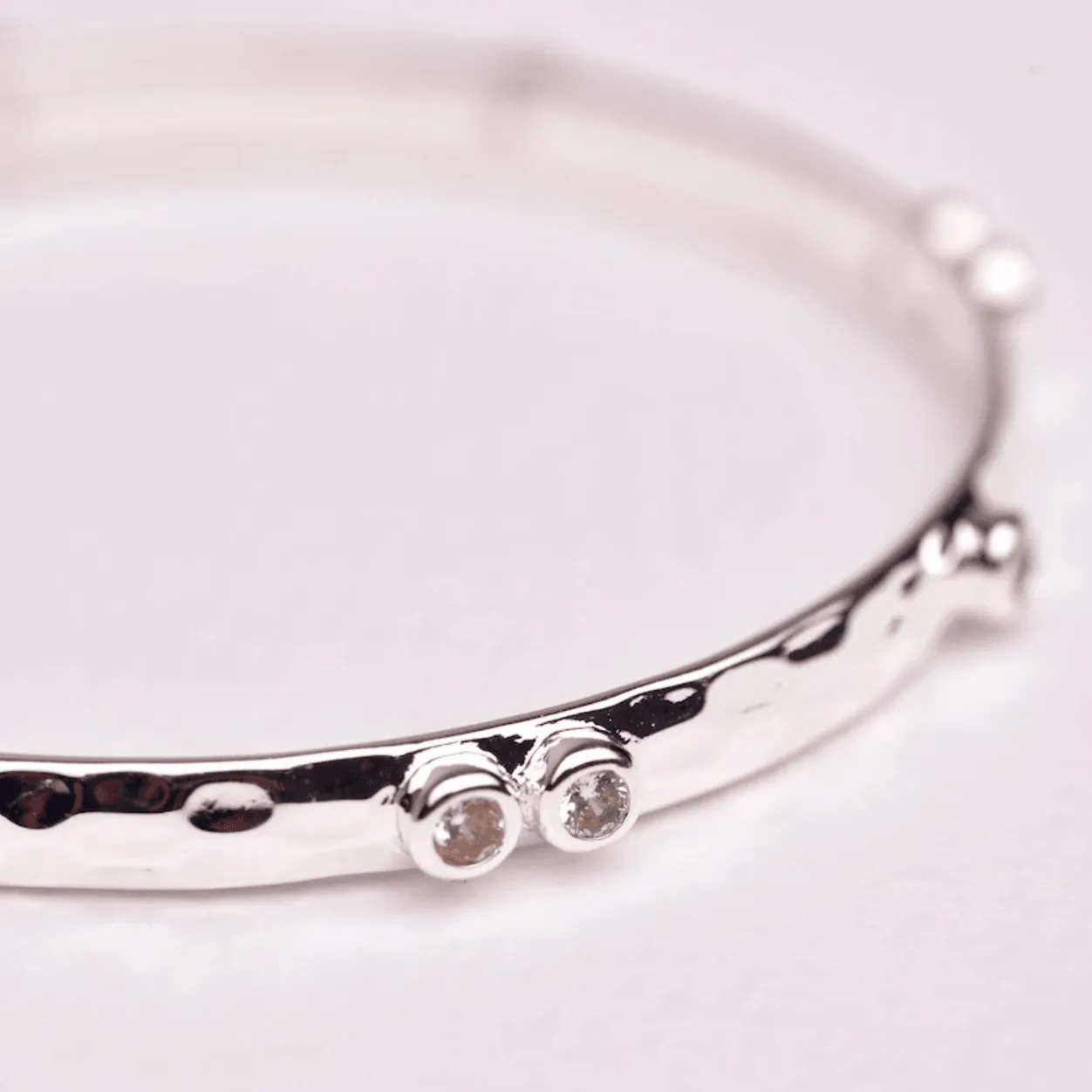 Double Crystal Bangle | Silver