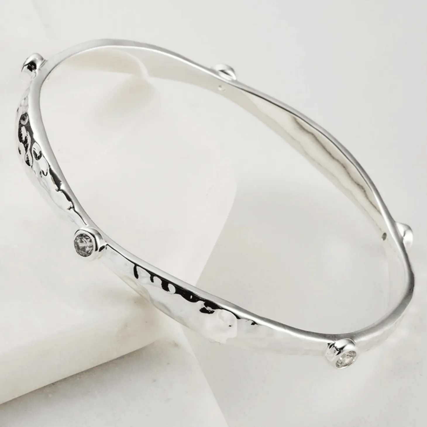 Double Crystal Bangle | Silver