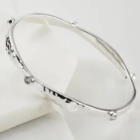 Double Crystal Bangle | Silver