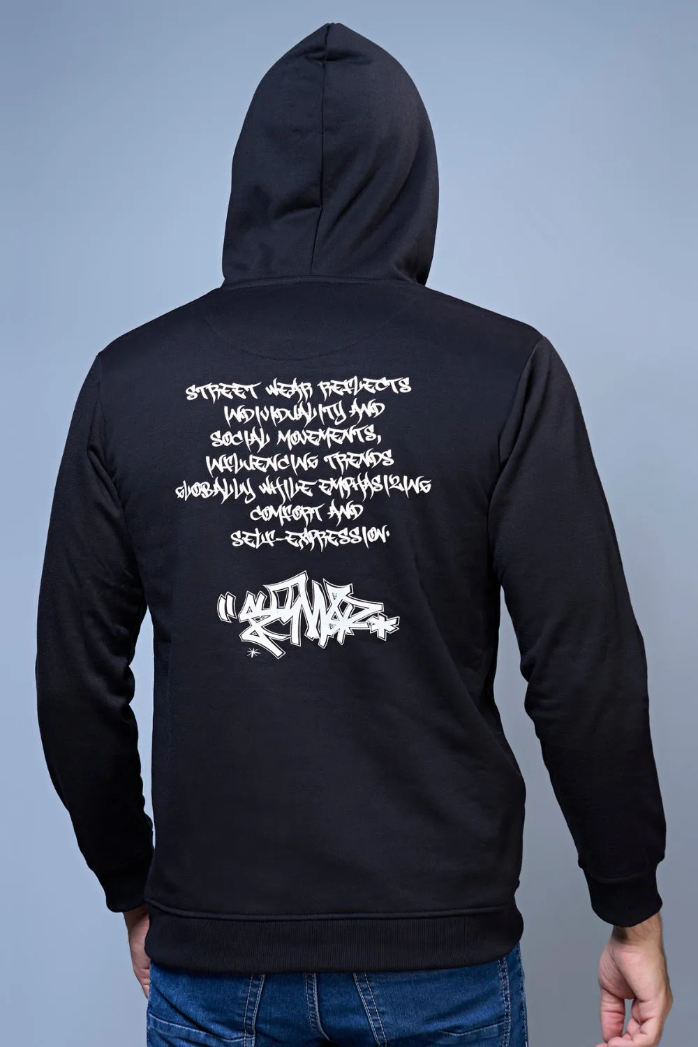 Drip Printed Black Hoodie