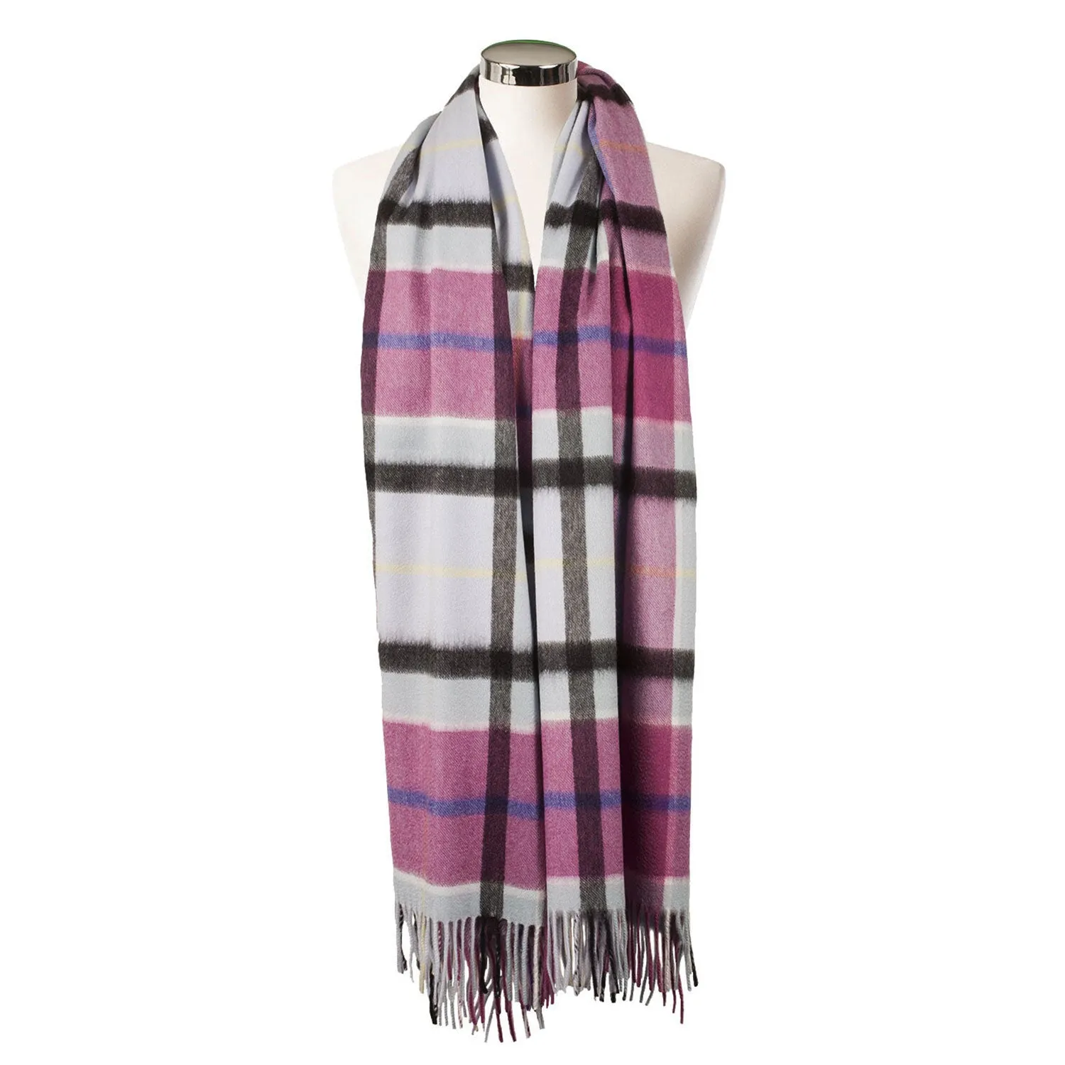 Dunedin Cashmere Big Check Stole  Aston/Opal-Coulis