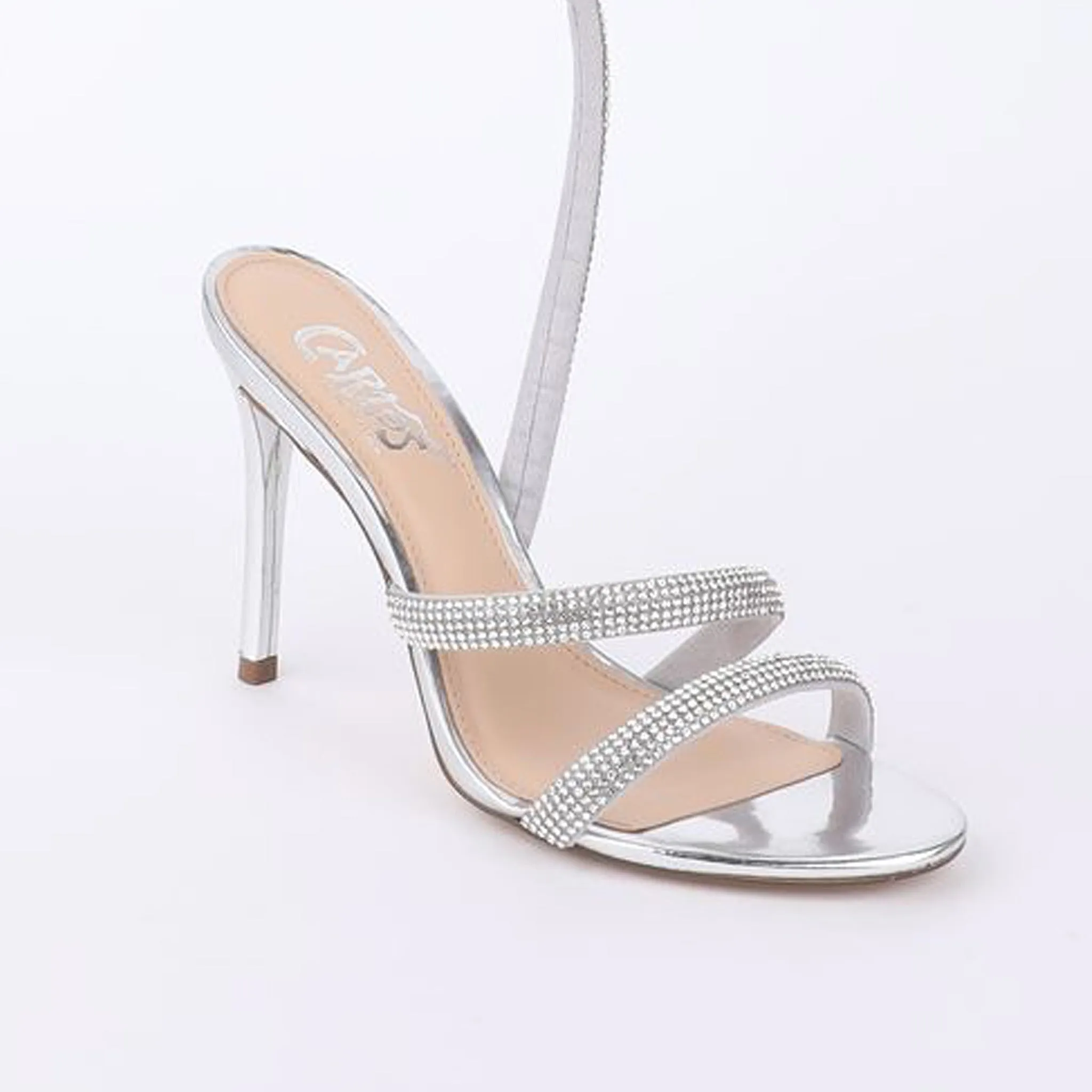 EL FUEGO - Silver Rhinestone High Heel