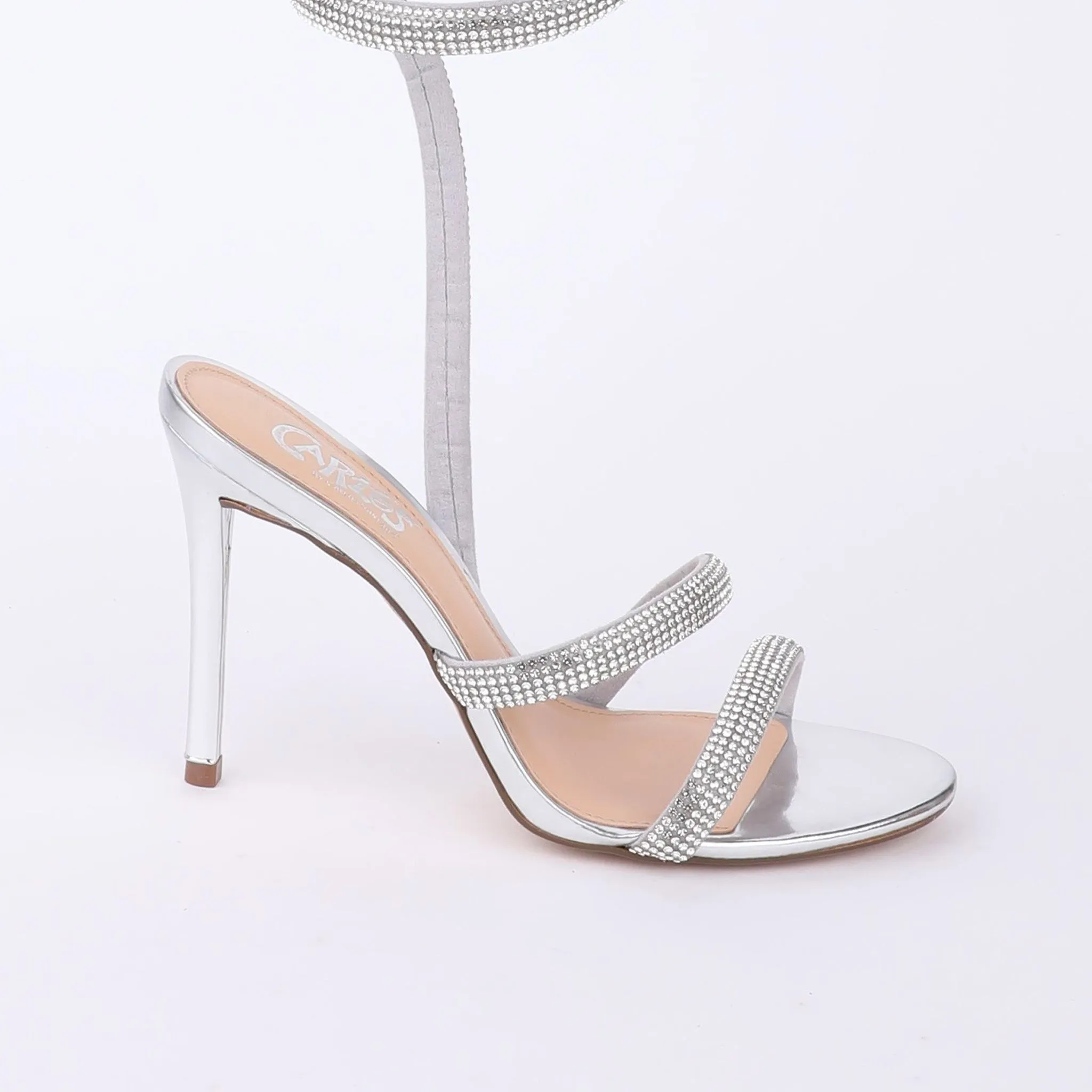 EL FUEGO - Silver Rhinestone High Heel