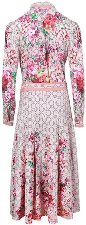 Embellished Collar Logo & Floral Print Shirt and Skirt Set