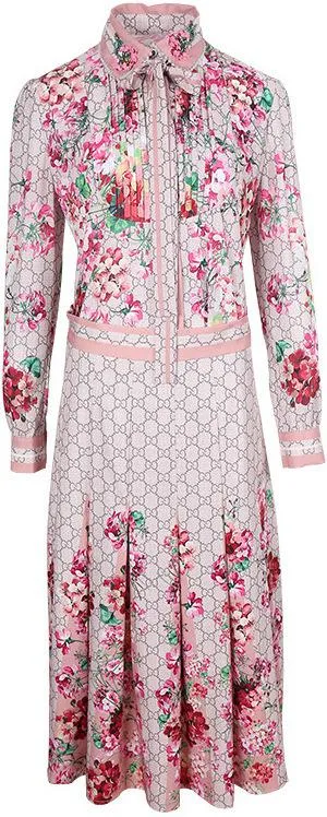 Embellished Collar Logo & Floral Print Shirt and Skirt Set