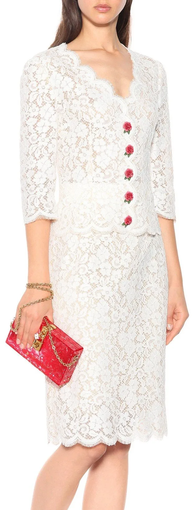 Embellished Lace Blouse and Skirt Set