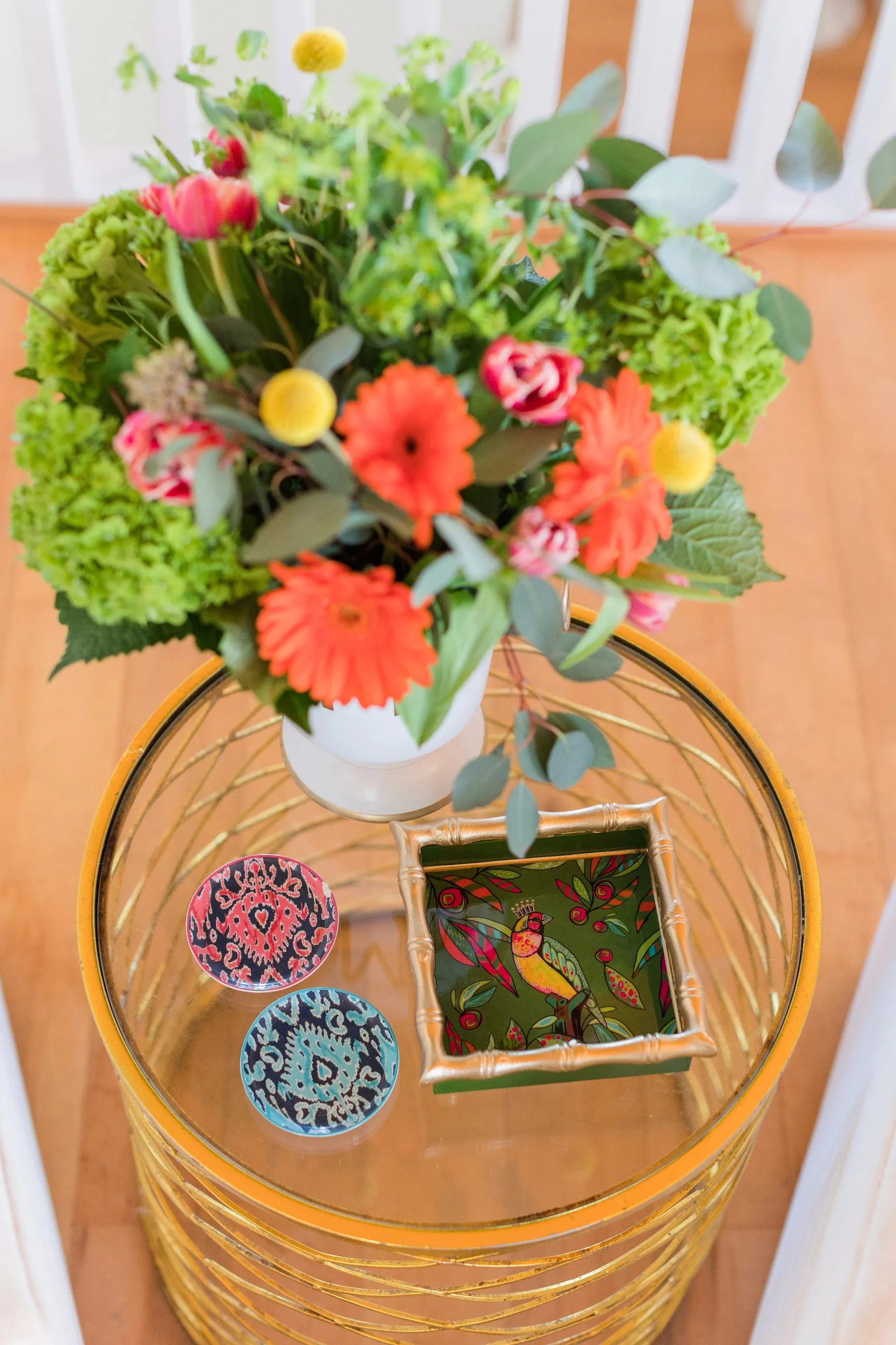 Enameled King Finch Tray