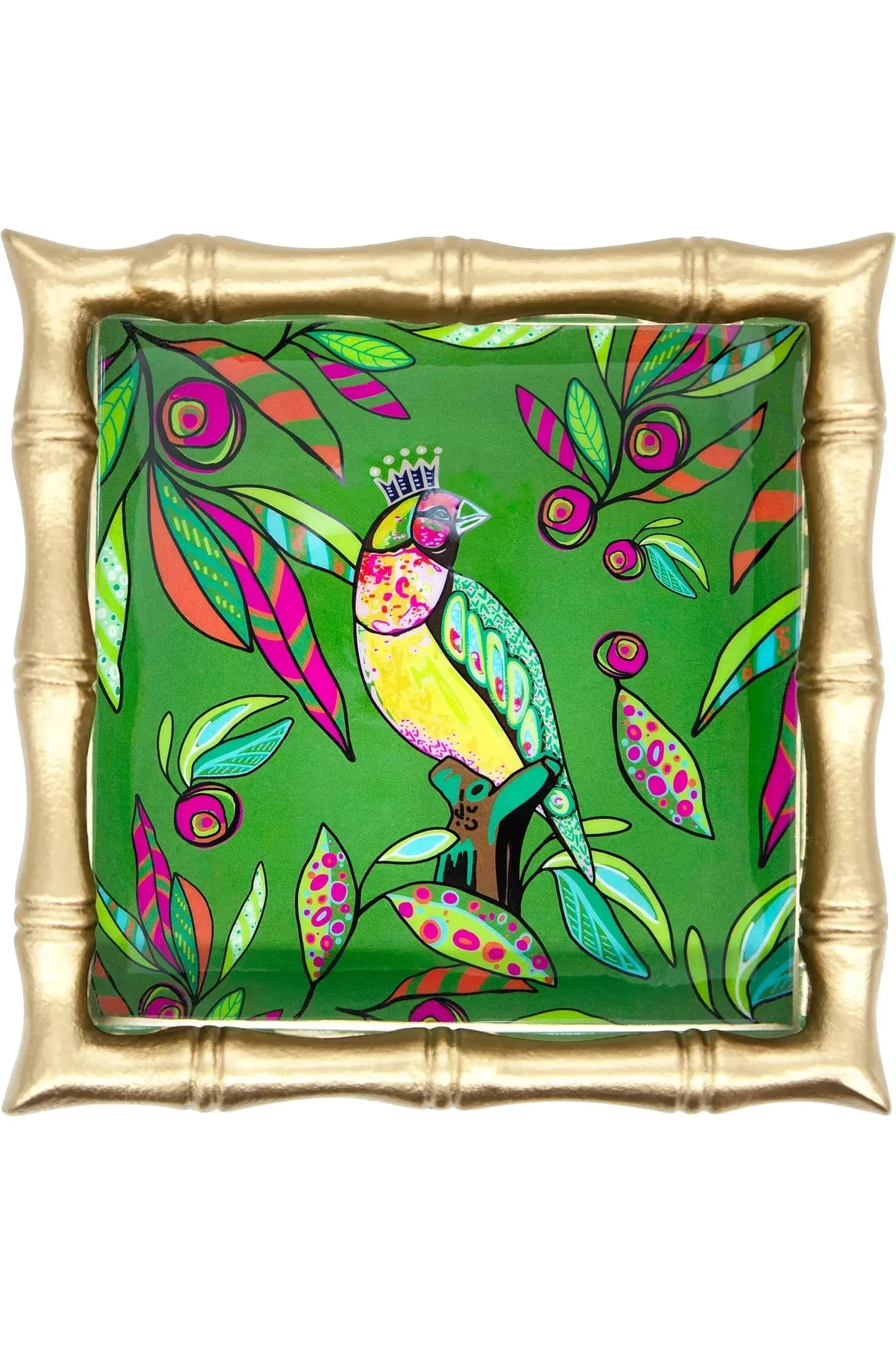 Enameled King Finch Tray