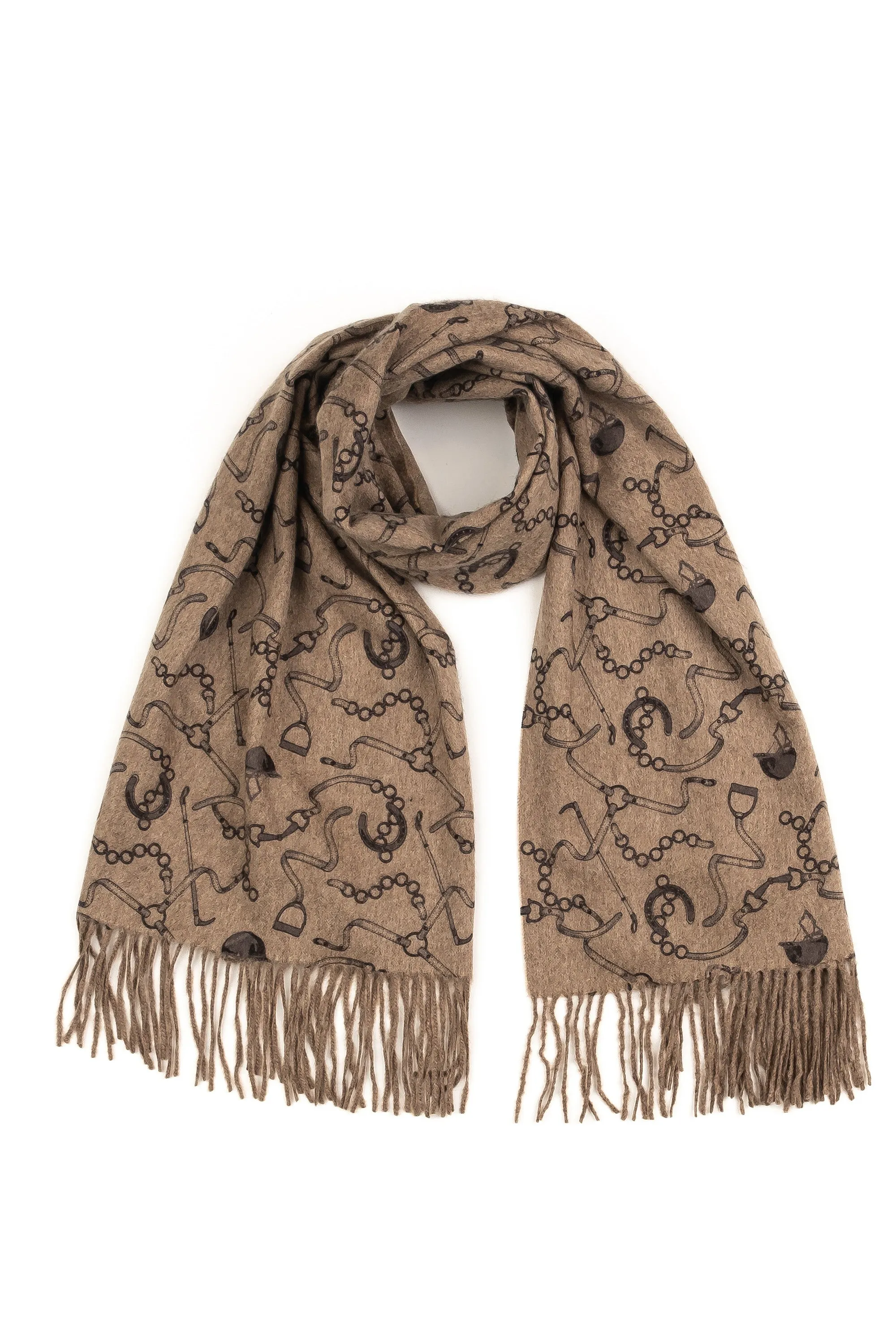 Equestrian Cashmere Double Sided Stole - Beige