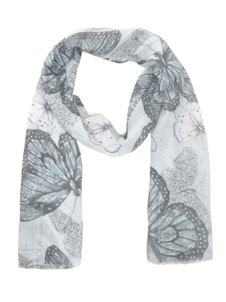 FabSeasons Light Green Viscose Butterfly Printed Soft & Stylish Scarf