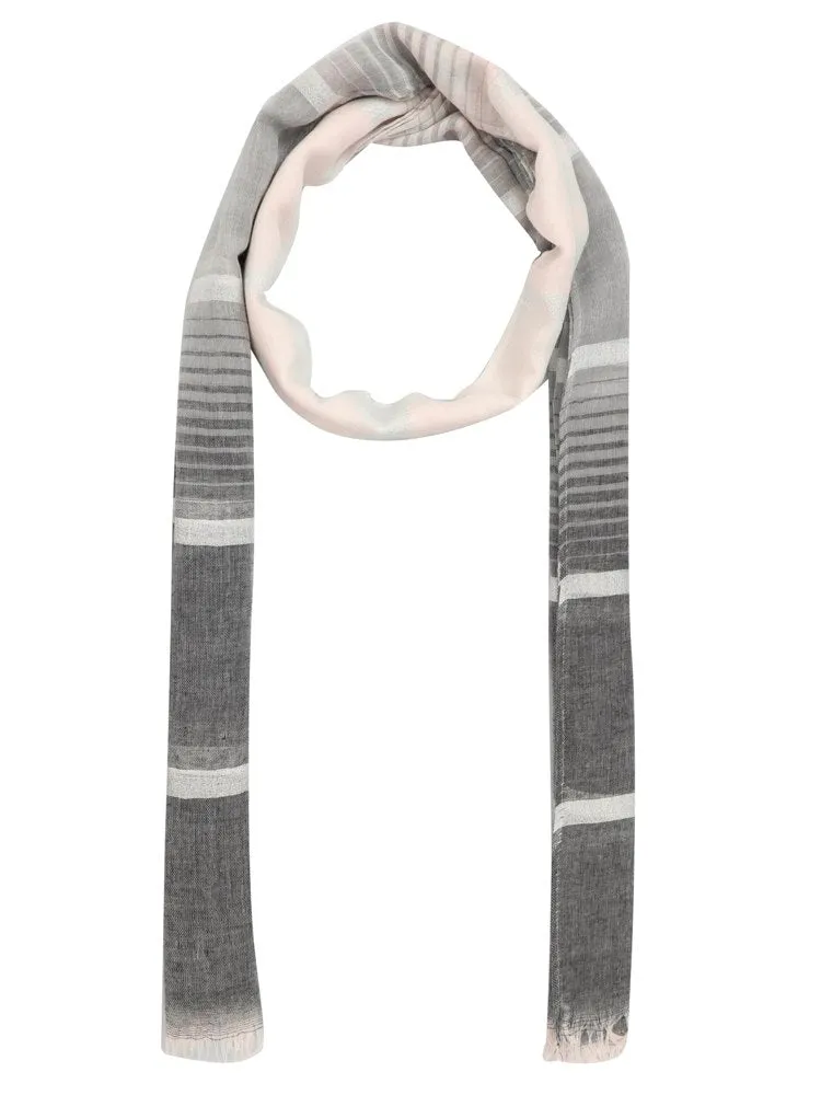 FabSeasons Striped super soft Black Grey Cotton Scarf