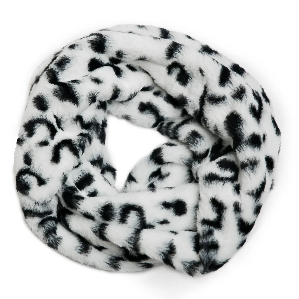 Faux Fur Loop Scarf - SALE Tan & White Leopard only