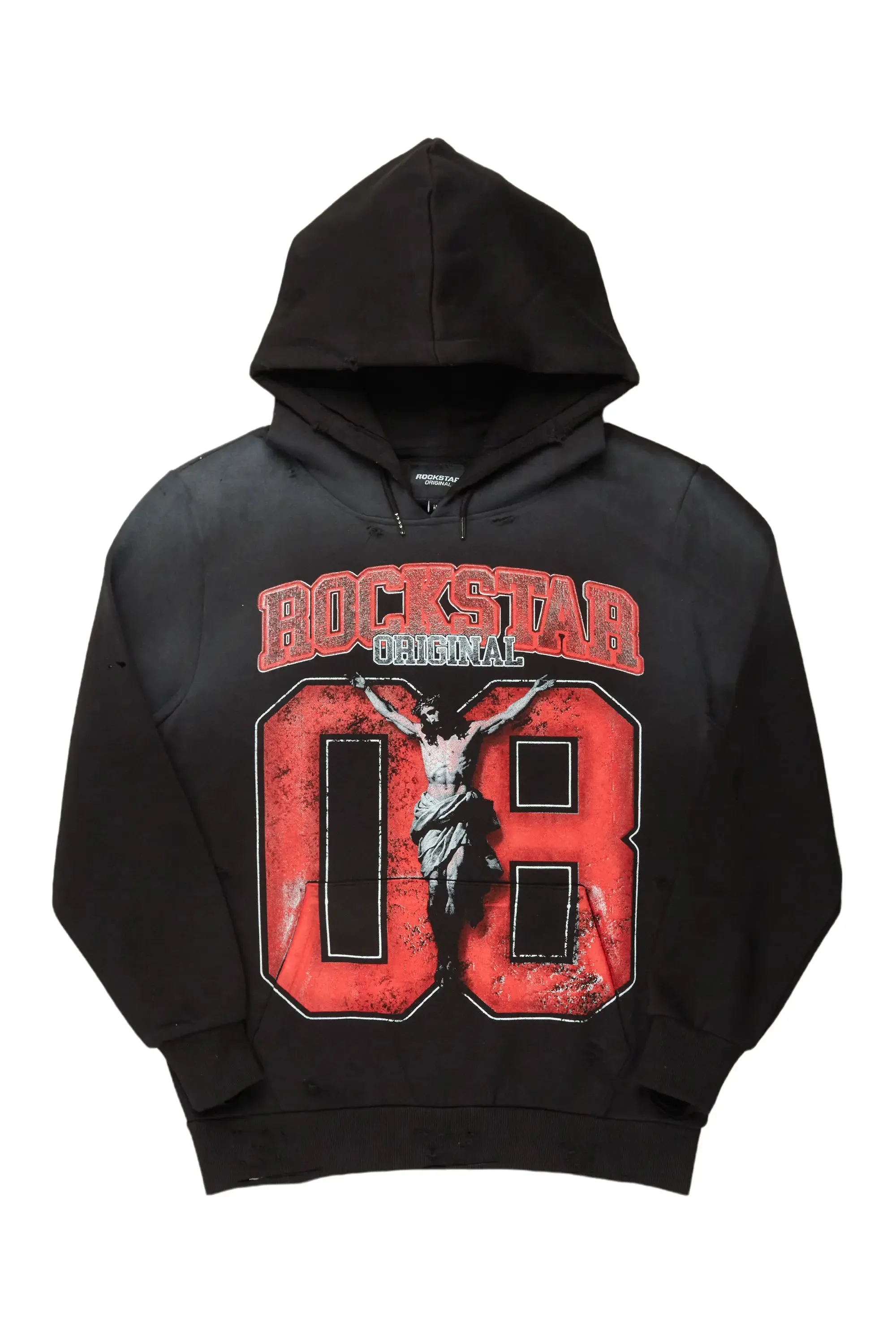 Fields Black/Red Distressed Graphic Hoodie