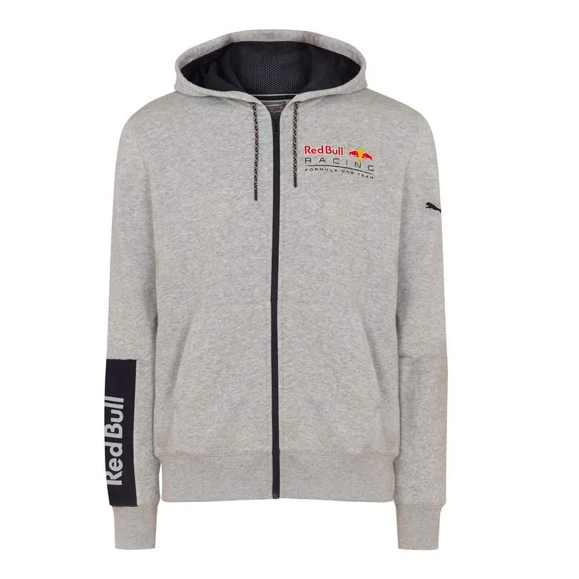 FINAL SALE Puma Red Bull Racing Logo Hoodie Sweat Jacket - Men - Grey