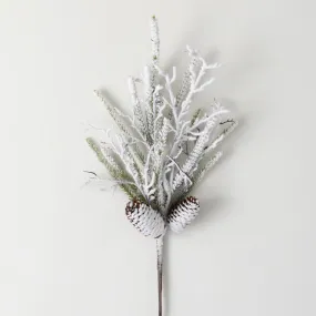 Flocked Pine Twig Spray