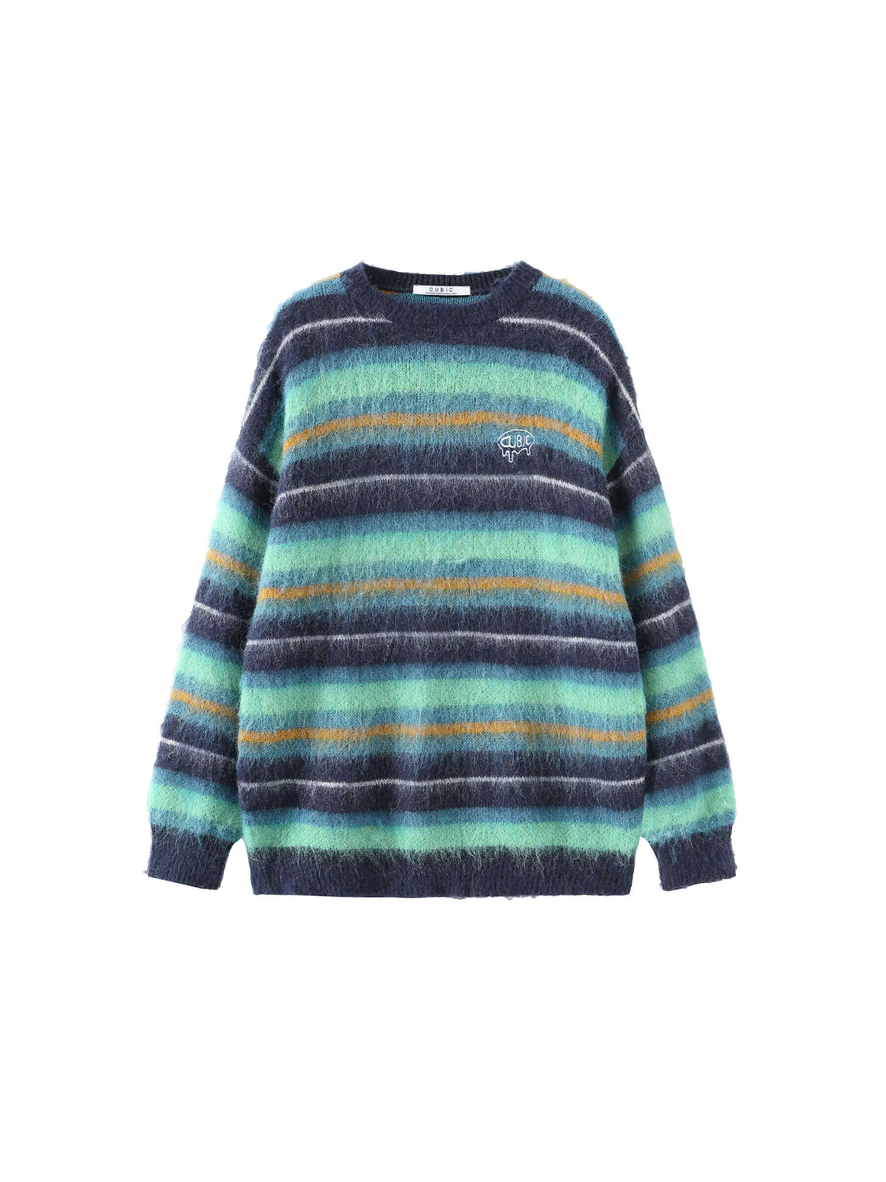 Fluffy Striped Oversized Knit Sweater