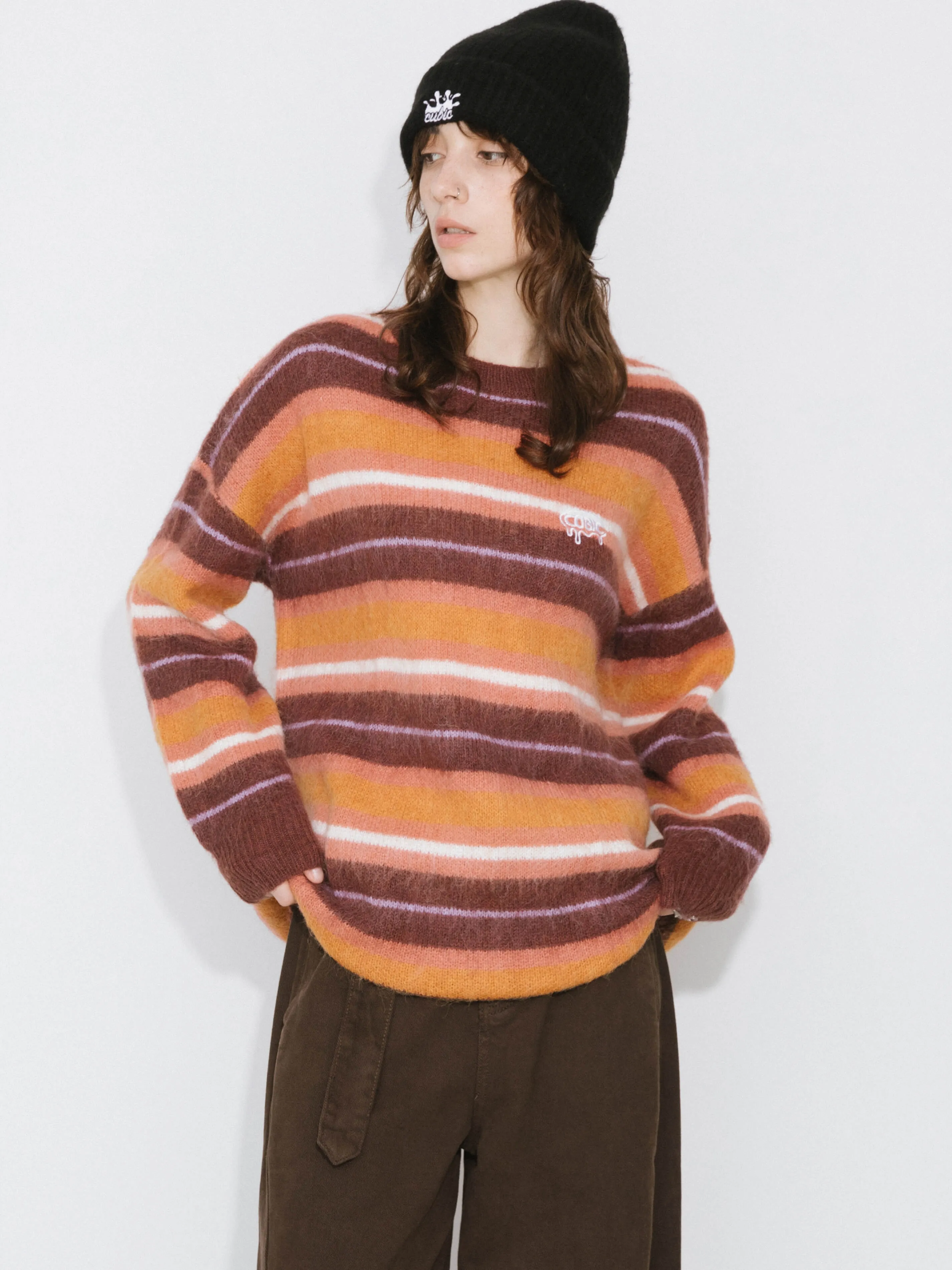 Fluffy Striped Oversized Knit Sweater