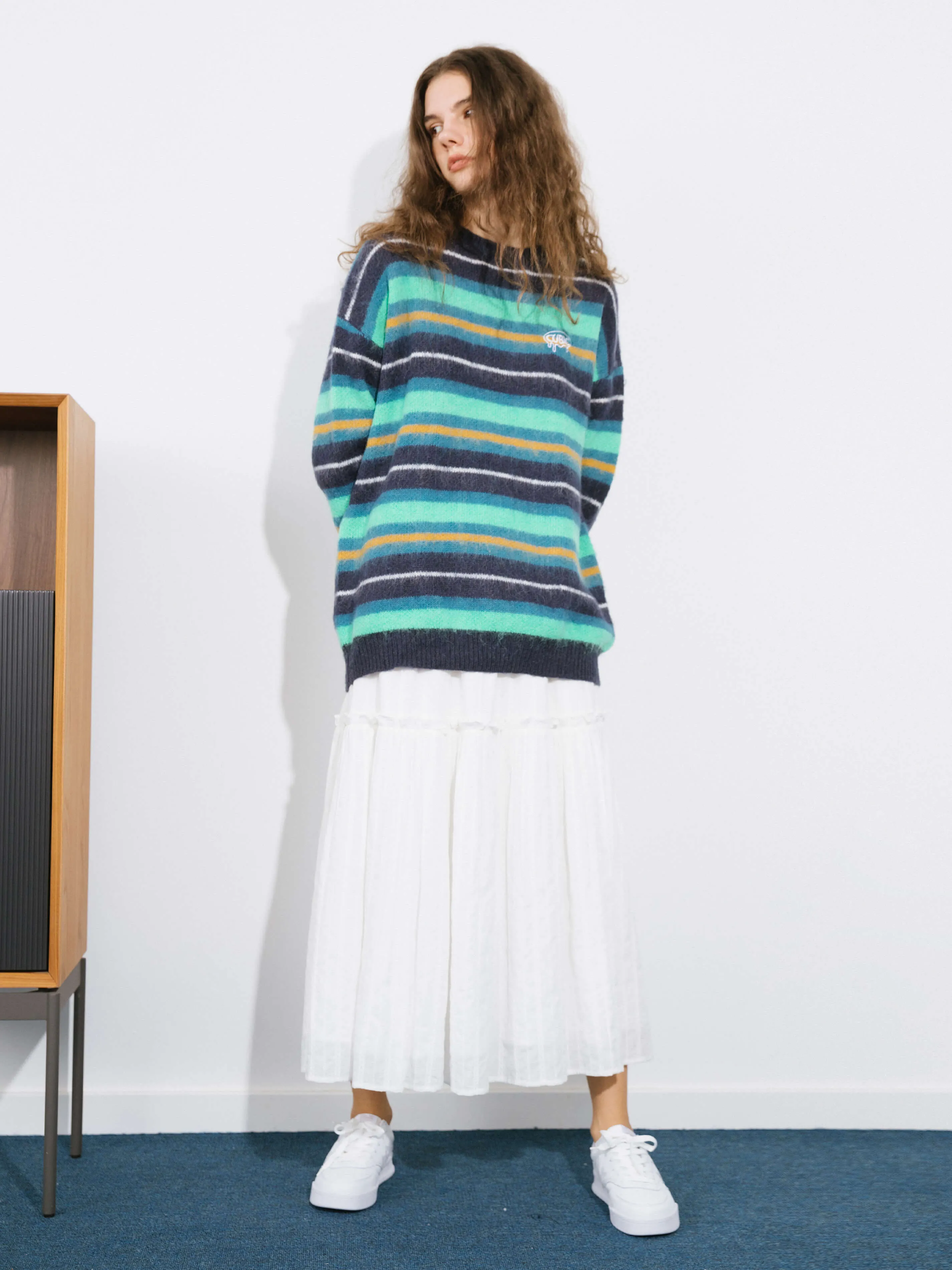 Fluffy Striped Oversized Knit Sweater