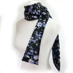 Forget-Me-Not Watercolor Scarf on Black - All season velour