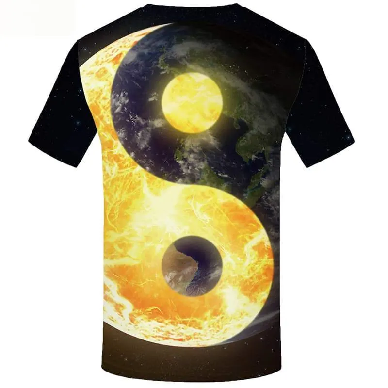 Galaxy Space T-shirt Men Yinyang T-shirts 3d Earth Tshirt Printed Short Sleeve