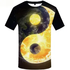 Galaxy Space T-shirt Men Yinyang T-shirts 3d Earth Tshirt Printed Short Sleeve