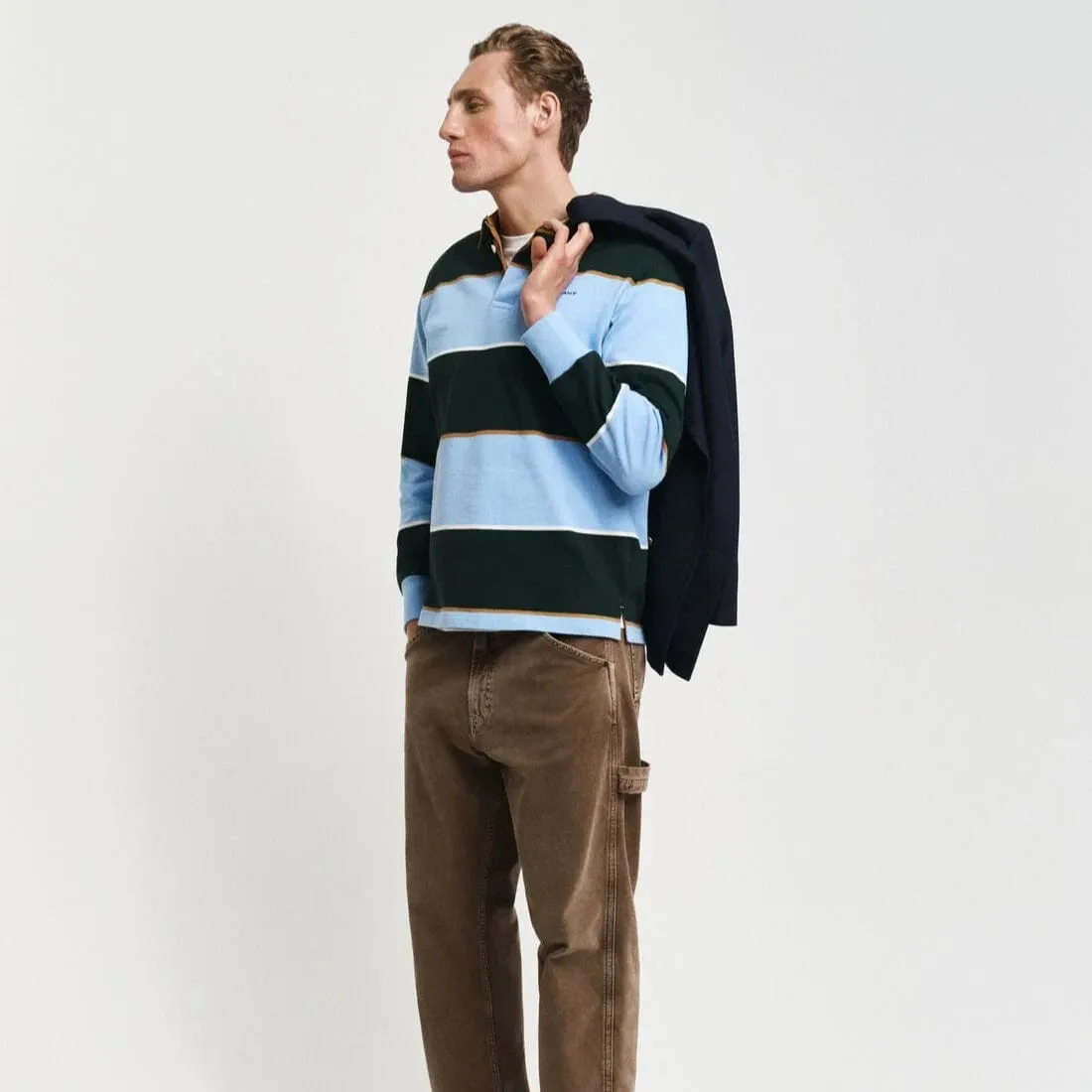 GANT Multi Striped Heavy Rugger in Clear Sky