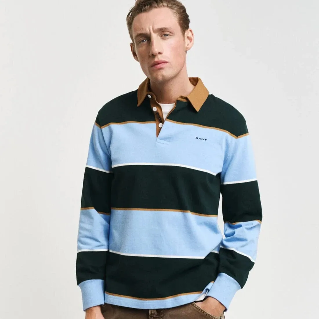 GANT Multi Striped Heavy Rugger in Clear Sky