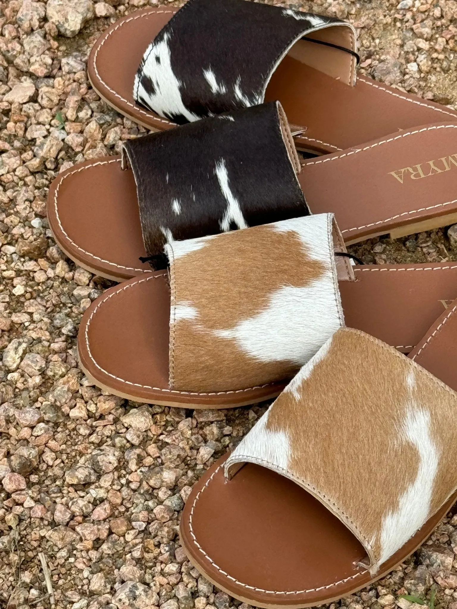 Genuine Cowhide Sandals - Brown