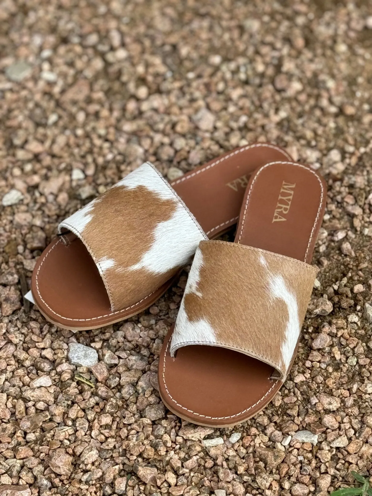 Genuine Cowhide Sandals - Brown