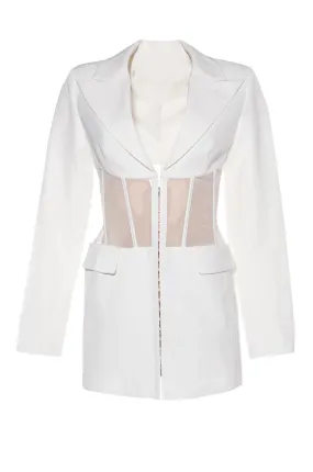 GILDED-BLAZER WHITE CORSET BLAZER