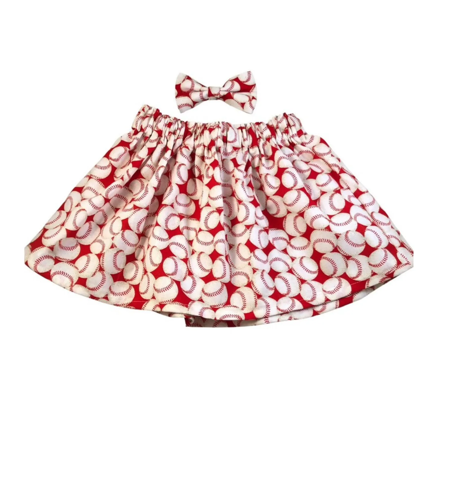 Girl’s Baseball Skirt and Hair Bow