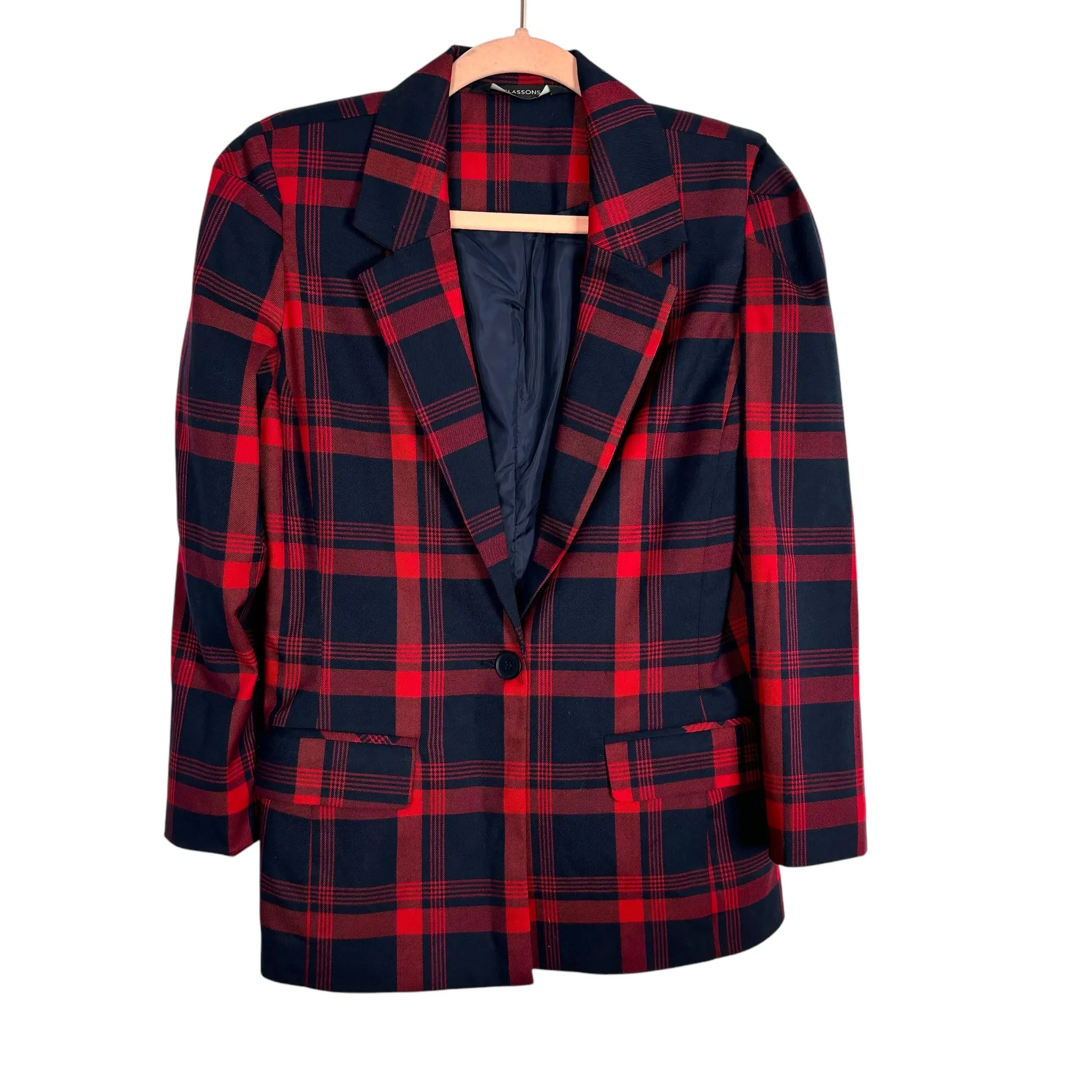 Glassons Red/Navy Plaid Button Blazer- Size 8/US S (we have matching pants)