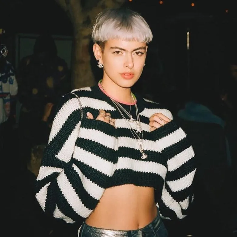 Goth Stripes Crop Sweater