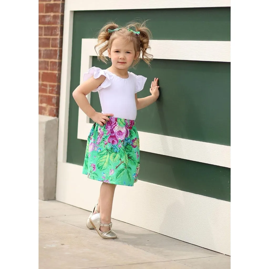 Green Floral Skirt