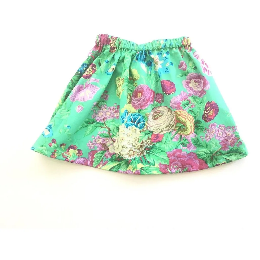 Green Floral Skirt